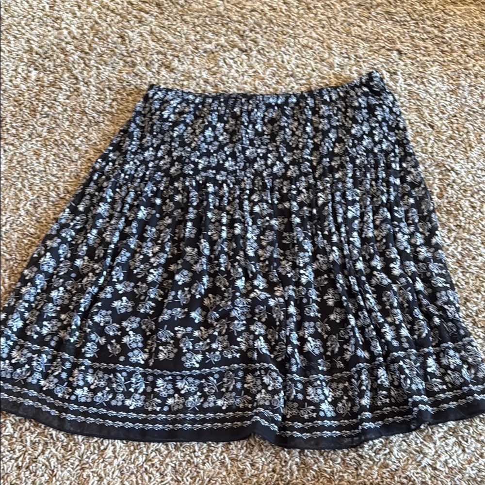 Black and White Pleated Mini Skirt